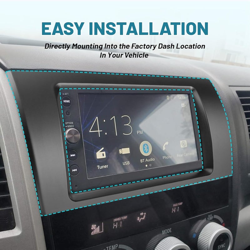NuIth Matt Double DIN Radio Dash Kits for Toyota 2007-2013 Tundra/2008-2022 Sequoia, Double Din Mount Housing Bracket Installation Trim Bezel Kit Installation Aftermarket Stereo (Dash Kit) - Image 4